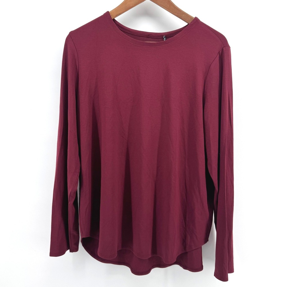 Eileen Fisher Tunic Women XL Burgundy Long Sleeve Quiet Luxury Capsule Wardrobe
